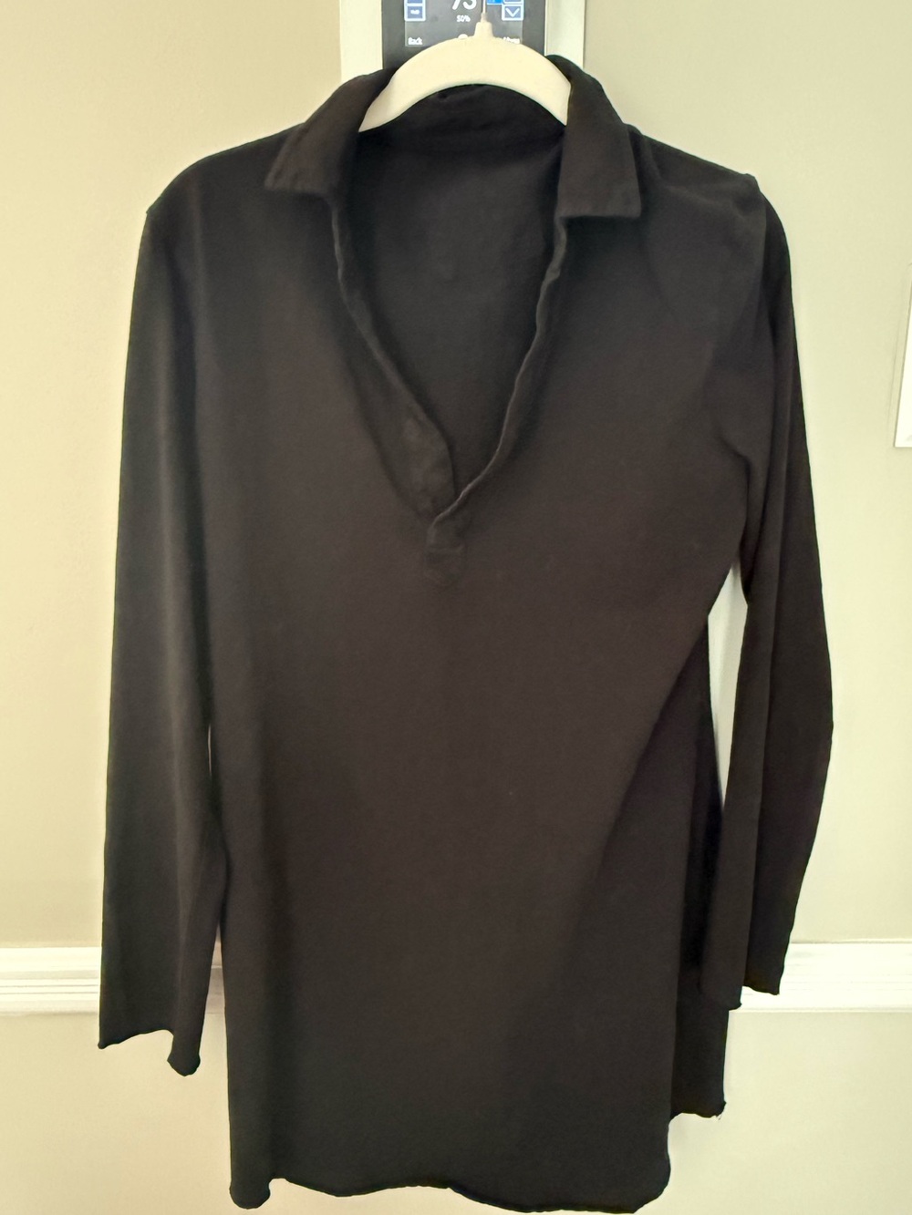 Frank & Eileen Women’s Black Long-Sleeve Polo Shirt Dress - Size M